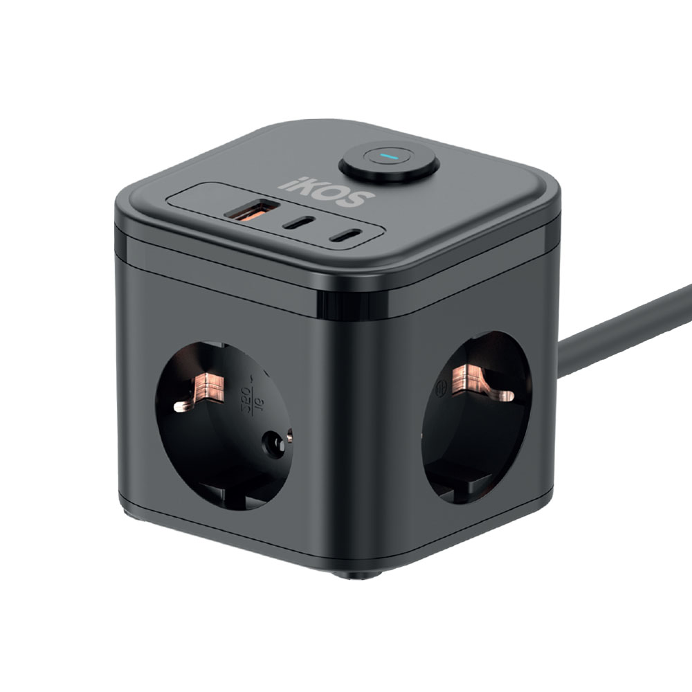 Мережевий подовжувач IKOS С33S-СUPD із швидкою зарядкою (0027-CES)